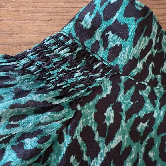 TUCKER 100% Silk Leopard Print Blouse-Aqua Green/Black-Womens Size S-Retail $295 - Picture 14 of 14